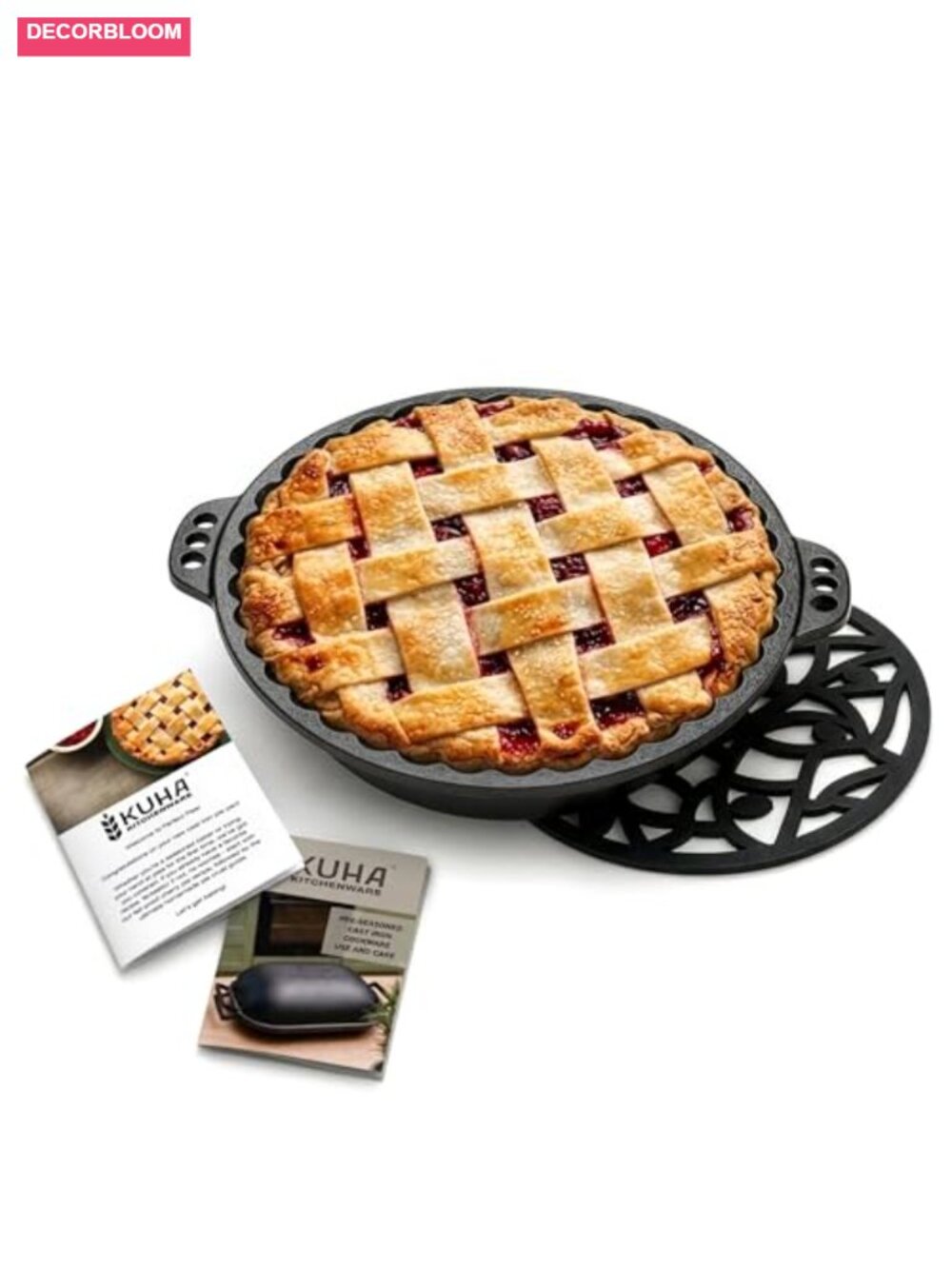 Cast Iron Pie Pan, Pre-Seasoned Round Baking Dish, 9"